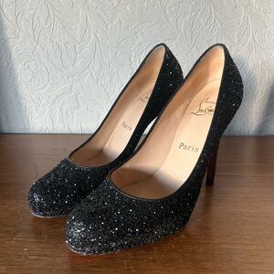 Christian Louboutin Black Glitter Heels